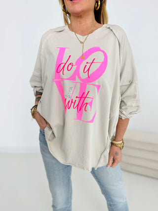 Langarmshirt in Beige mit Print vorne