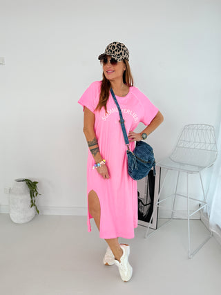 T-Shirtkleid in Pink mit Print vorne Onesize 36-42 - Levelone GmbH & Co. KG
