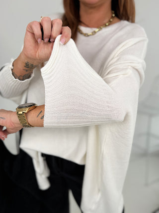 Feinstrickpullover in Wollweiss, für Damen in Einheitsgröße 36-42+ - Levelone GmbH & Co. KG