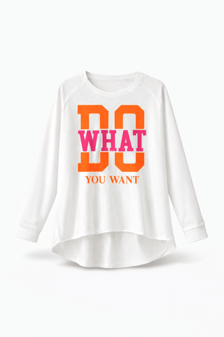 Langarmshirt in Weiß mit Print vorne