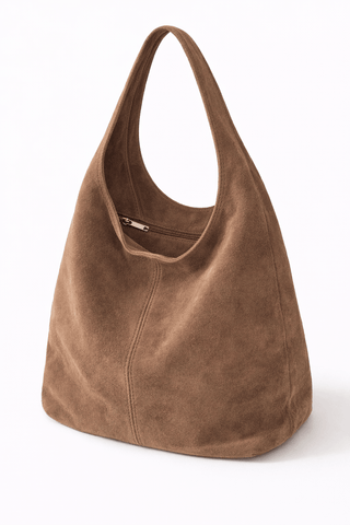 Wildleder Shopper Tasche in Camel