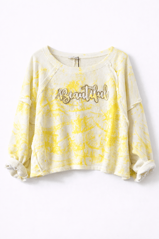 Sweater Weiss-Neongelb