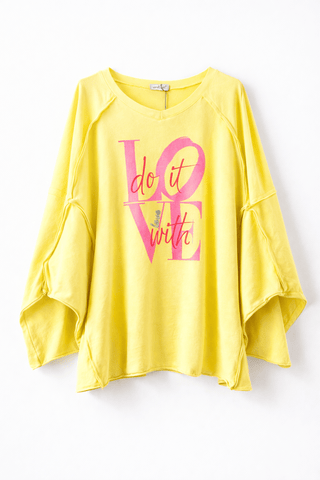 Langarmshirt in Gelb mit Print vorne