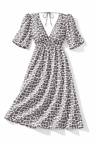 Musselin Kleid in Leo-Weiss-Schwarz