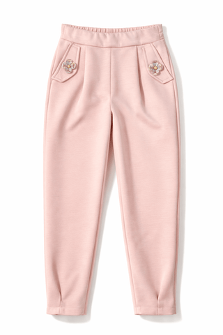 Stretchhose in Rosa mit dekorierten Klappen