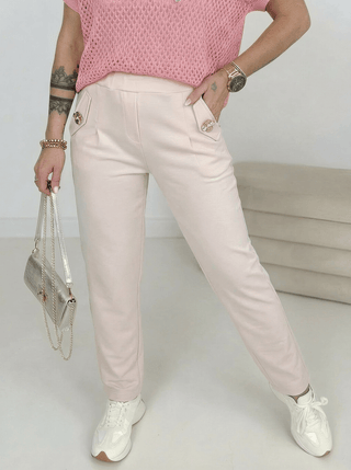 Stretchhose in Rosa mit dekorierten Klappen