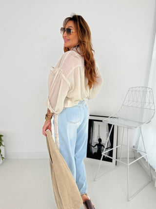 blaue Jeanshose mit Netzbesatz - Levelone GmbH & Co. KG