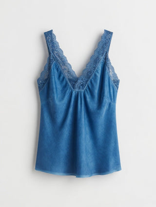 Spitzentop in Royalblau (in Batik-Optik)
