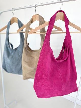 Wildleder Shopper Tasche-pink-beige-blau-damen-levelone