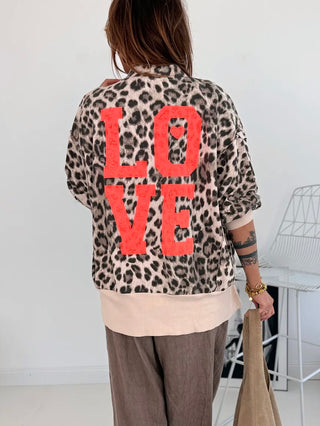 Sweatshirt Jacke in Leo/Braun-Beige | Für Damen OS | Levelone