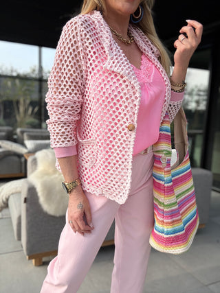 Häkelblazer in Rosa