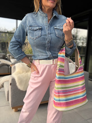 Jeanshemd in blau für Damen in Größen S, M, L, XL & XXL