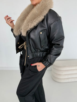 gefütterte Lederjacke 2508172-74