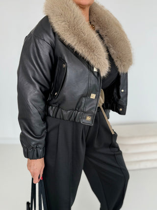 gefütterte Lederjacke 2508172-74