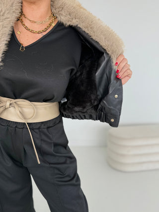 gefütterte Lederjacke 2508172-74