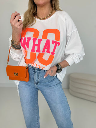 Langarmshirt in Weiß mit Print vorne