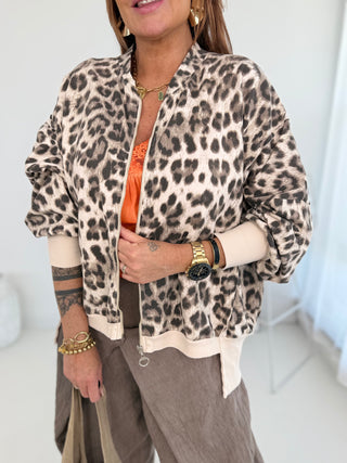 Sweatshirt Jacke in Leo/Braun-Beige | Für Damen OS | Levelone