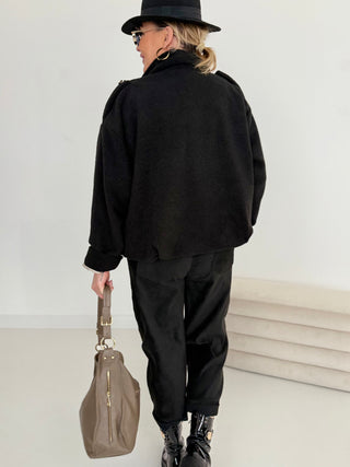 bouclé jacke-schwarz-damen-onesize-36-38-40-42