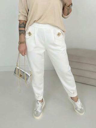 Stretchhose in Wollweiss