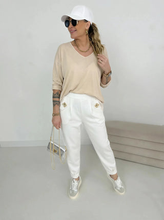 Stretchhose in Wollweiss