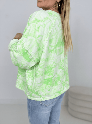 Sweater Weiß/Neongrün aus Baumwolle