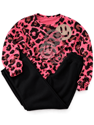 Leo Sweater in Pink mit Smiley aus Strasssteinchen für Damen in Einheitsgröße 36-42 - Levelone GmbH & Co. KG