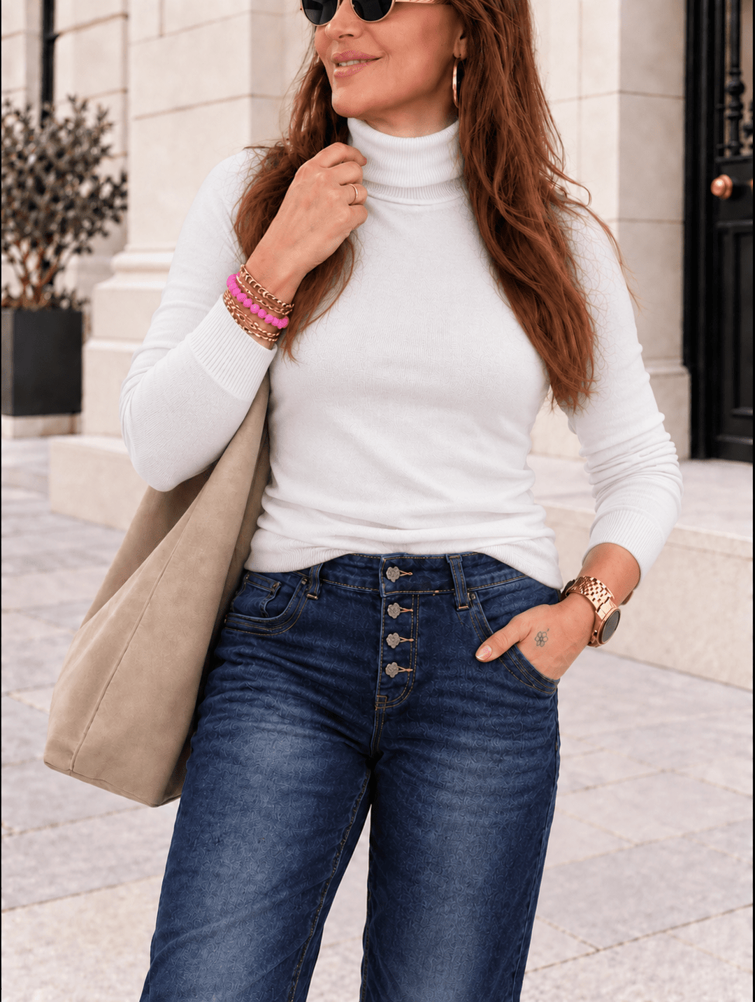 Rollkragenpullover in Weiss für Damen in Einheitsgröße 36-42 - Levelone GmbH & Co. KG